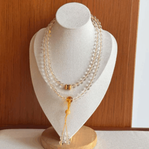 Chaplet: 108 White Crystal (Prayer Wheel)D104