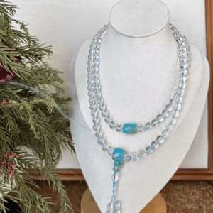 Chaplet: 108 White Crystal (Turquoise)D106