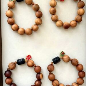 Silver Obsidian Bead with Auspicious Cloud Pendant D142