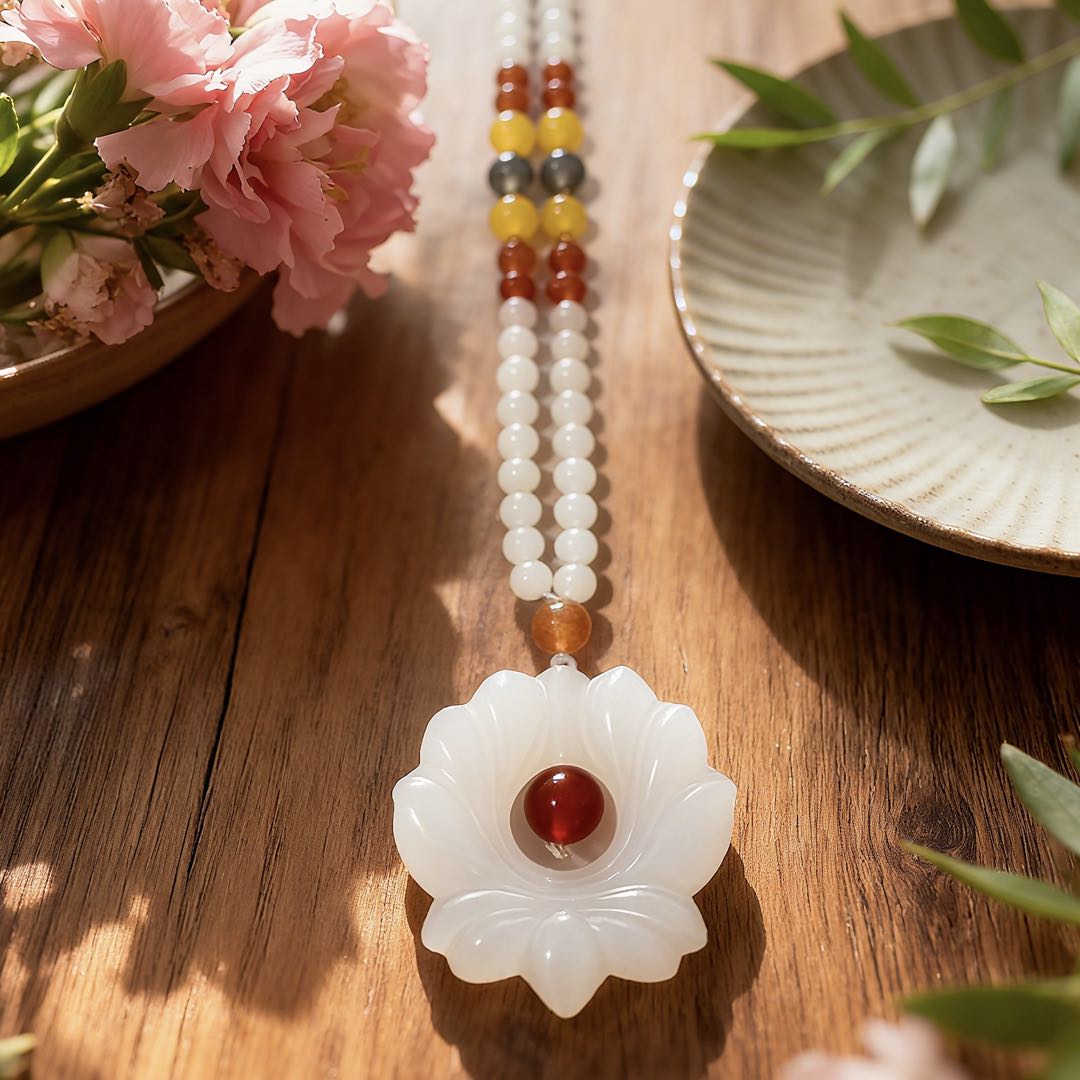 White Lotus Multi-Gem Necklace D153